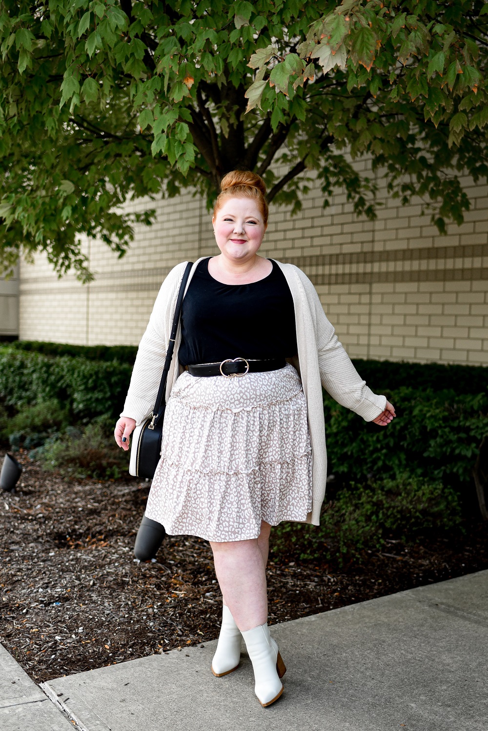 A Black, White, and Taupe Fall Outfit: a neutral plus size fall look featuring styles from Chic Soul, Nordstrom, and Kate Spade. #falloutfit #fallfashion #fallstyle #nordstromoutfit #chicsouloutfit #neutraloutfit #taupeoutfit