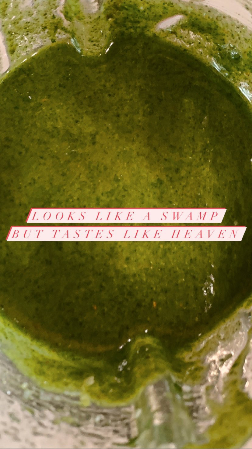 Blistered Tomato Polenta with Mint Pistachio Pesto Recipe: this rustic vegetarian recipe is the perfect way to use fresh mint in a savory dinner dish! #mintpesto #mintrecipe #blisteredtomatopolenta #vegetarianrecipe