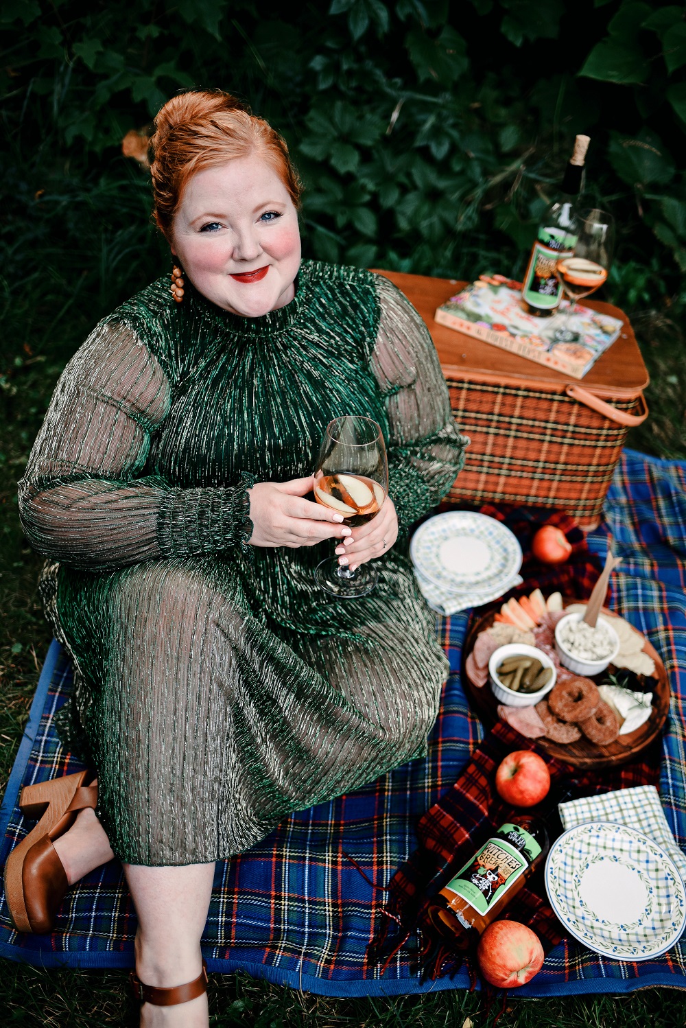 Everyday Magic: Fall Picnic. Fall picnic photoshoot inspiration, with tips for creating a fall cheeseboard to serve with Witches Brew Spiced Apple wine. #witchesbrew #applewine #fallpicnic #fallpicnicphotoshoot #fallcheeseboard #michiganwinery #michiganwine #leelanauwine #michiganblog #michiganinfluencer