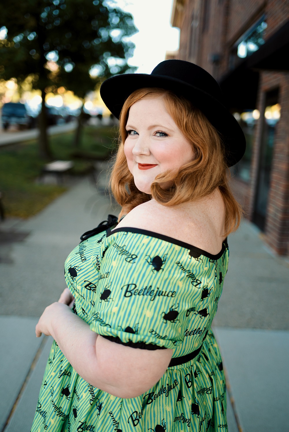 Shop the Unique Vintage Beetlejuice Collection in sizes 2-26 to put together a wild and wacky Halloween outfit with a retro twist! #uniquevintagexbeetlejuice #beetlejuiceoutfit #beetlejuicefashion #beetlejuicecostume #uniquevintage #halloweenfashion #halloweennails