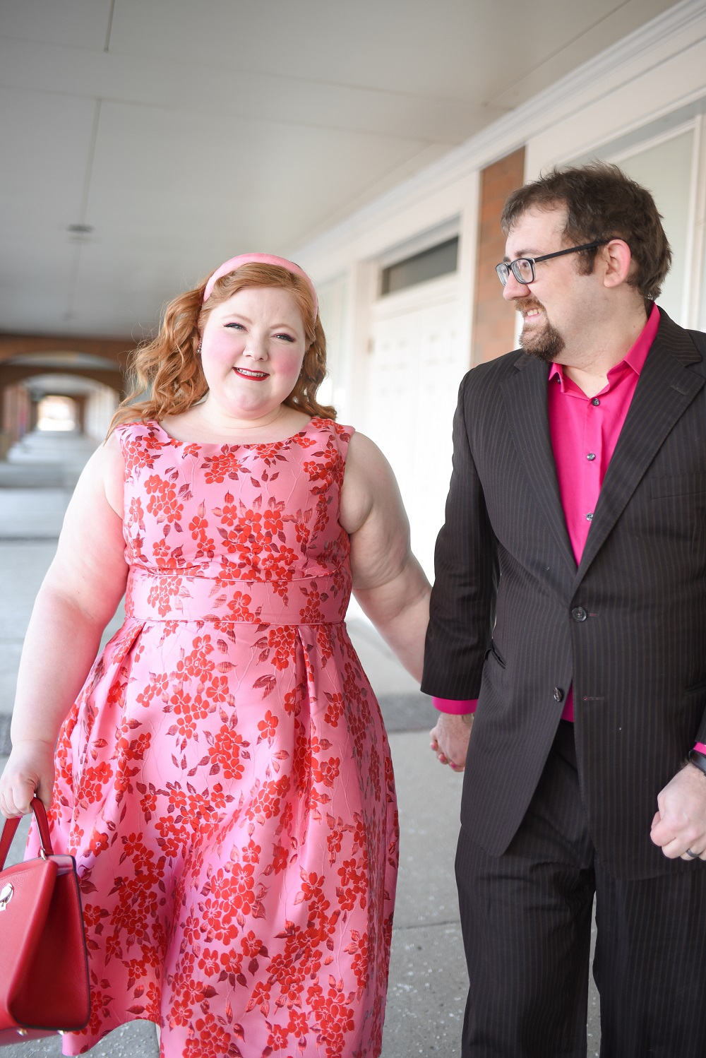 A Vintage Valentine's Day with Adrianna Papell: a review of their Floral Jacquard Midi Dress in Fuchsia Red in the size 20 missy. #adriannapapell #valentinesday #valentinesdayoutfit #valentinesdaystyle #valentinesdayfashion #valentinesdaydress #pinkoutfit #vintagevalentinesday #vintagefashion