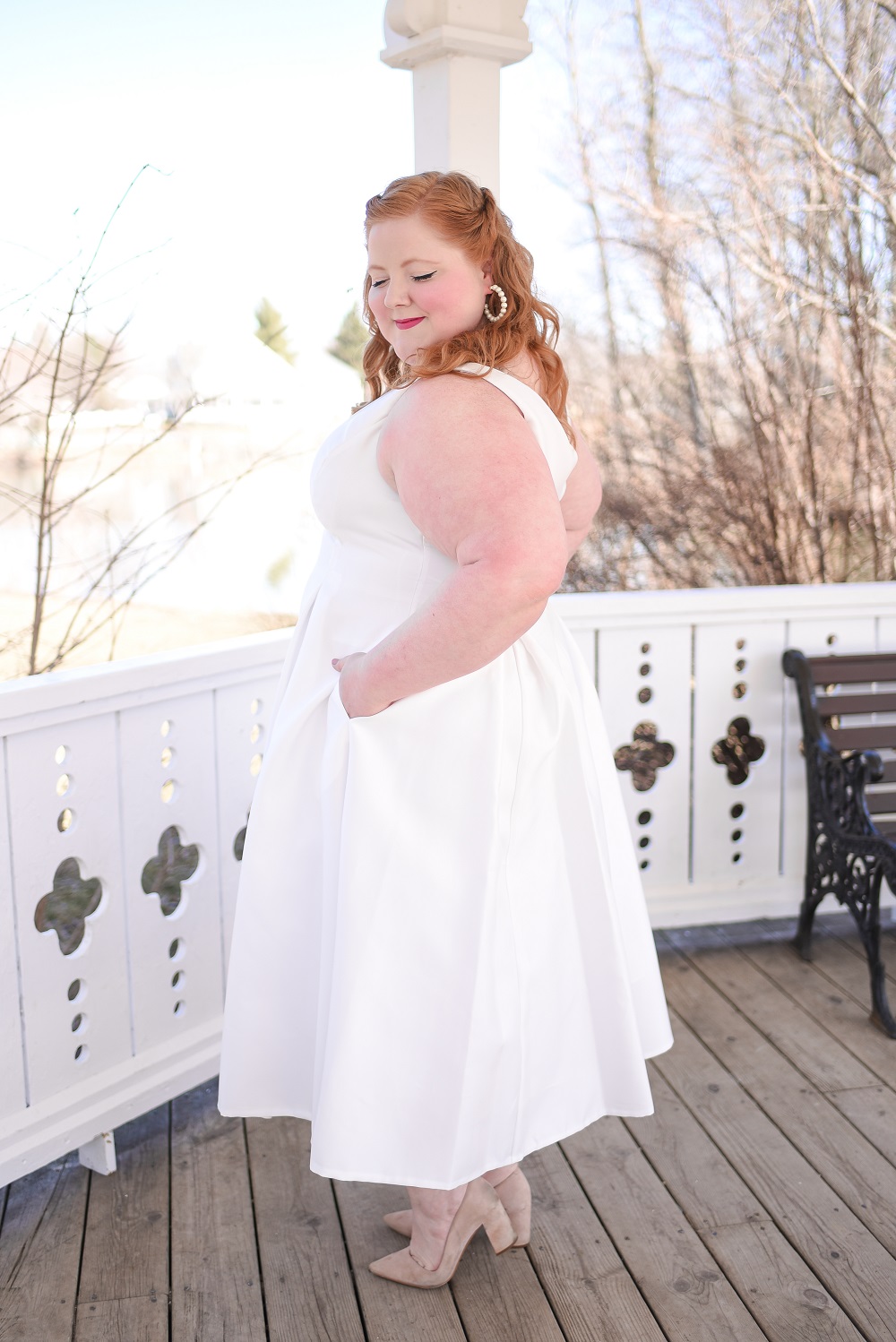 A Little White Dress from Adrianna Papell: a bride's perfect engagement party, bridal shower, rehearsal dinner or farewell brunch dress. #adriannapapell #engagementpartydress #bridalshowerdress #rehearsaldinnerdress #littlewhitedress