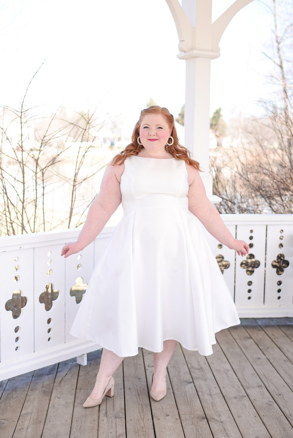 A Little White Dress from Adrianna Papell: a bride's perfect engagement party, bridal shower, rehearsal dinner or farewell brunch dress. #adriannapapell #engagementpartydress #bridalshowerdress #rehearsaldinnerdress #littlewhitedress