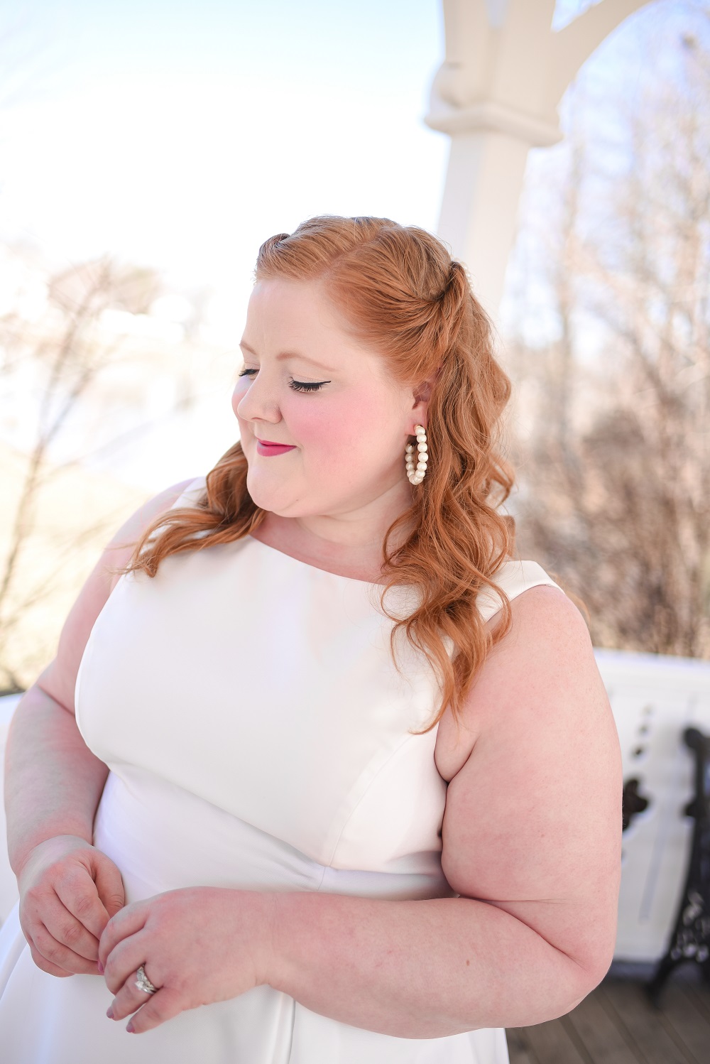A Little White Dress from Adrianna Papell: a bride's perfect engagement party, bridal shower, rehearsal dinner or farewell brunch dress. #adriannapapell #engagementpartydress #bridalshowerdress #rehearsaldinnerdress #littlewhitedress