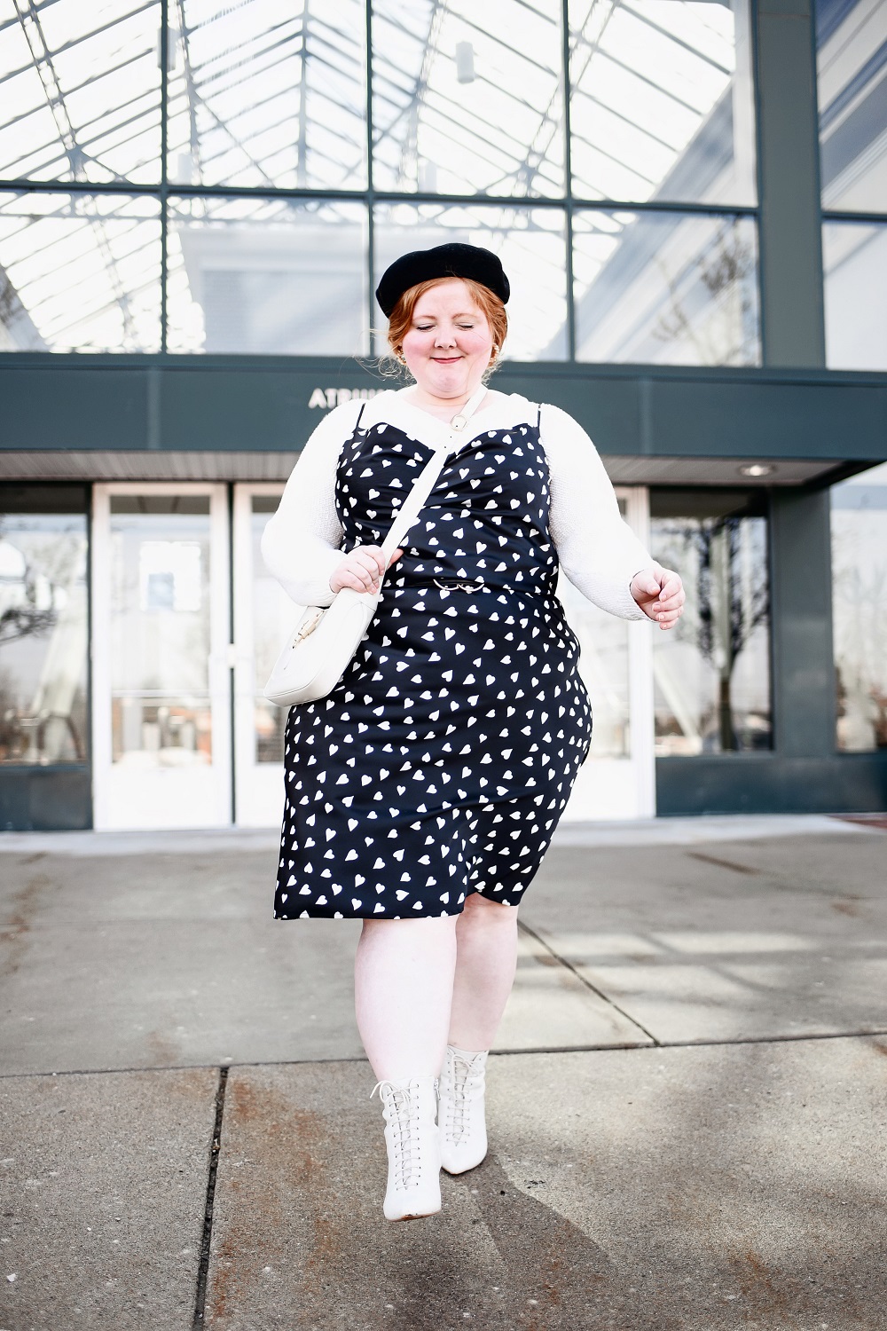 An Outfit for My Next Trip to Paris: a plus size Parisian chic look featuring an ELOQUII dress, true Basque beret, and Gucci Jackie 1961 bag. #guccijackie1961 #plussizefashion #parisianchic