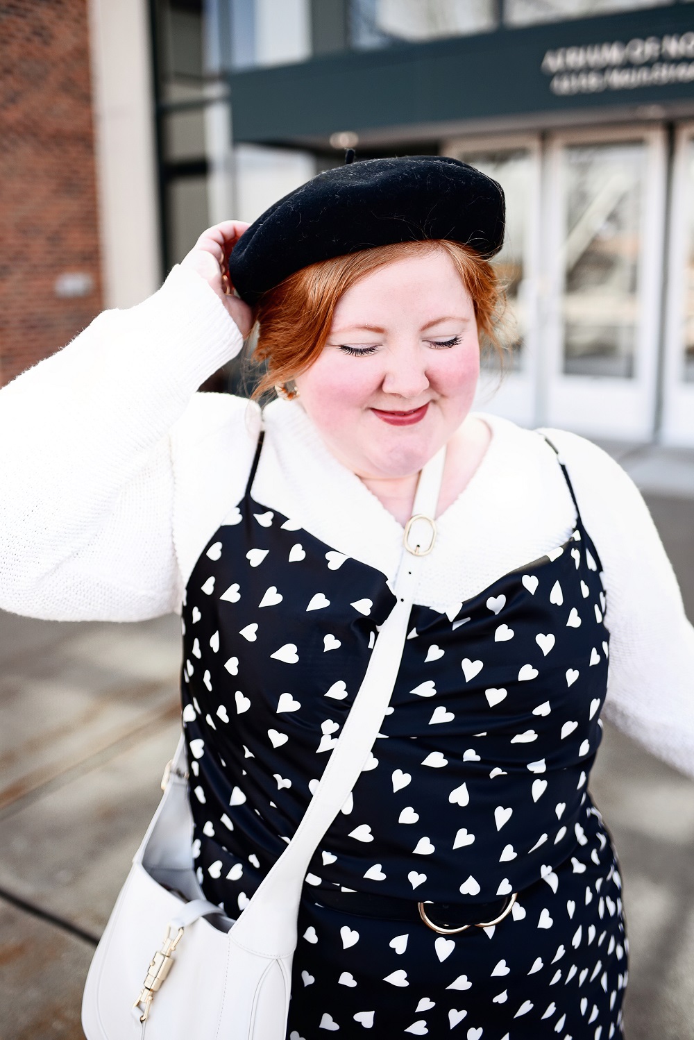 An Outfit for My Next Trip to Paris: a plus size Parisian chic look featuring an ELOQUII dress, true Basque beret, and Gucci Jackie 1961 bag. #guccijackie1961 #plussizefashion #parisianchic