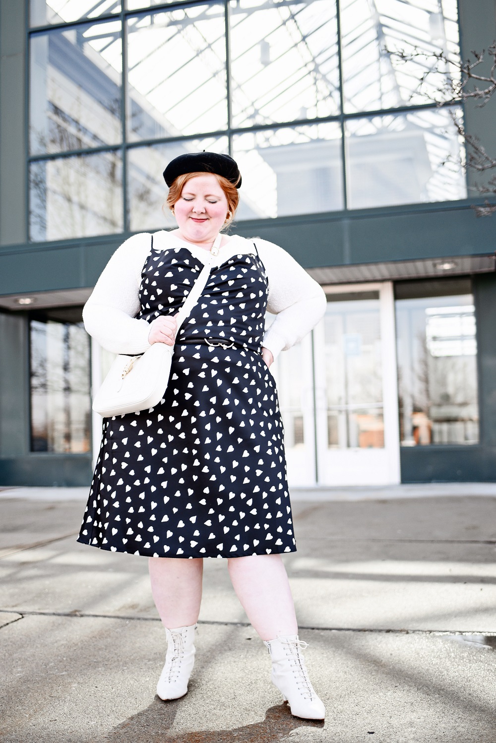 An Outfit for My Next Trip to Paris: a plus size Parisian chic look featuring an ELOQUII dress, true Basque beret, and Gucci Jackie 1961 bag. #guccijackie1961 #plussizefashion #parisianchic