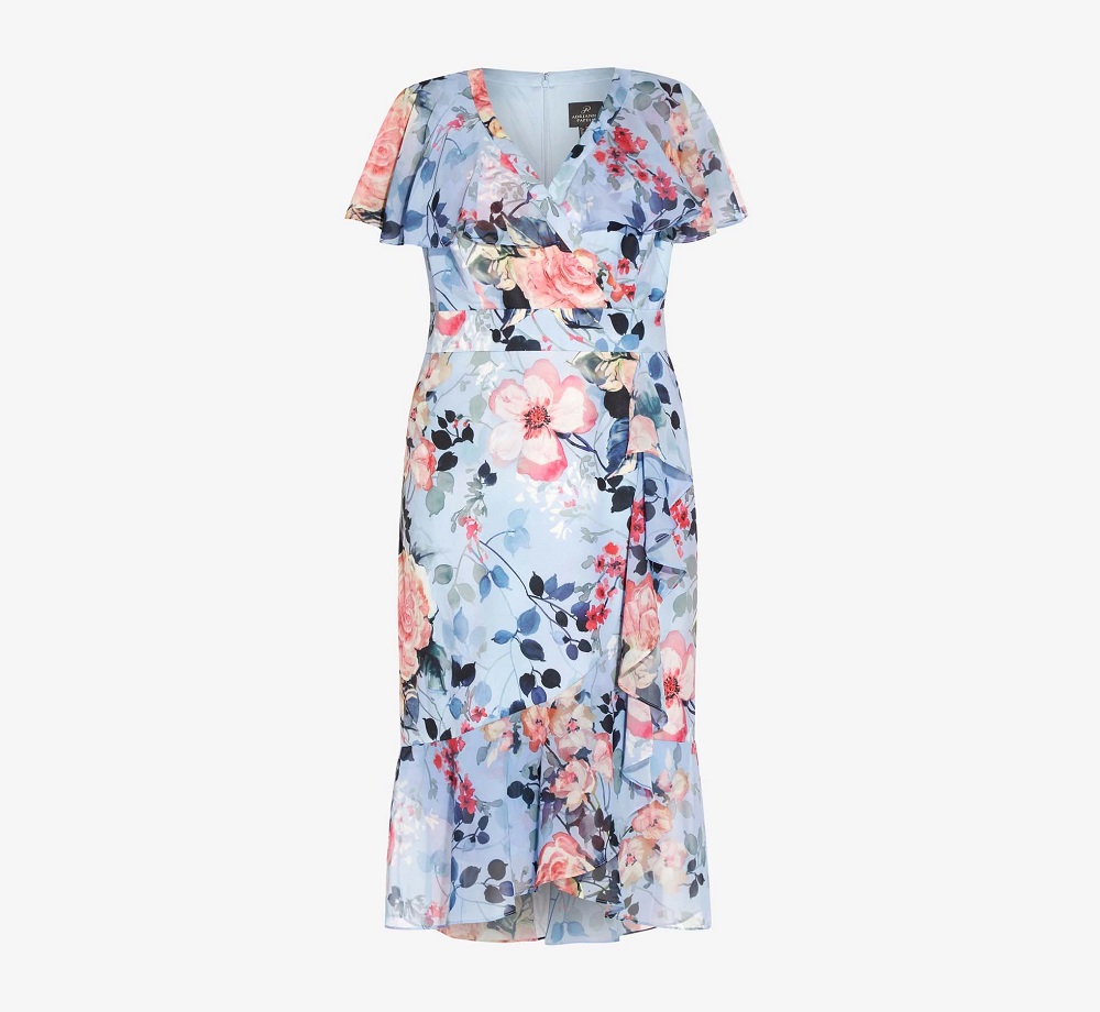 Plus Size Wedding Guest Dresses from Adrianna Papell: cocktail dresses and jumpsuits, occasion gowns, and floral dresses sizes 0-26W. #adriannapapell #plussizedress #weddingguestdress