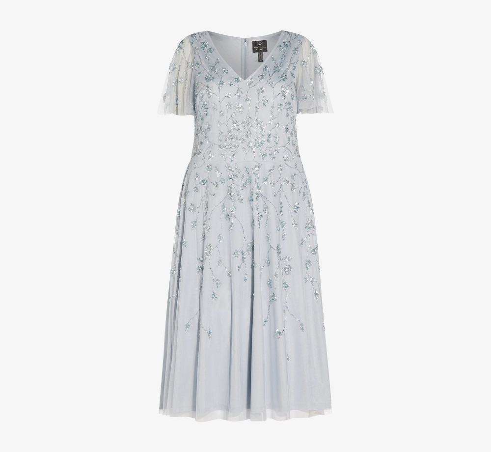 Plus Size Wedding Guest Dresses from Adrianna Papell: cocktail dresses and jumpsuits, occasion gowns, and floral dresses sizes 0-26W. #adriannapapell #plussizedress #weddingguestdress
