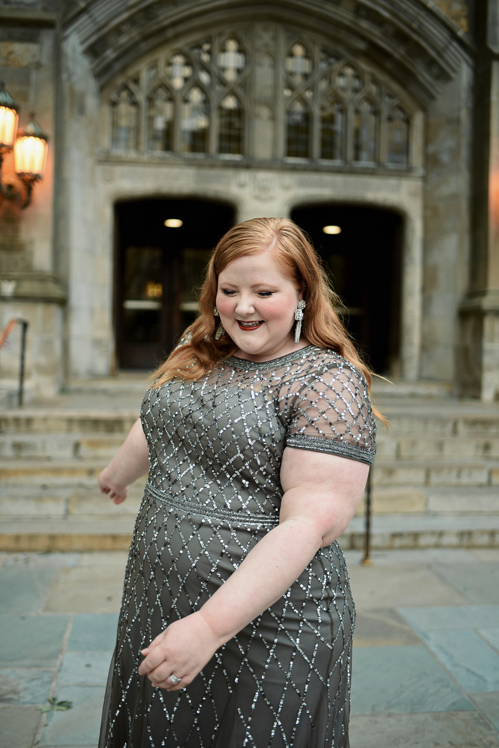 Plus Size Mother of the Bride Dress Review: my June pick from Adrianna Papell is this Cap Sleeve Beaded Gown in Lead. #adriannapapell #adriannapapelldress #motherofthebride #motherofthegroom #plussizegown #plussizebridesmaid #plussizewedding #annarborwedding #annarborbride