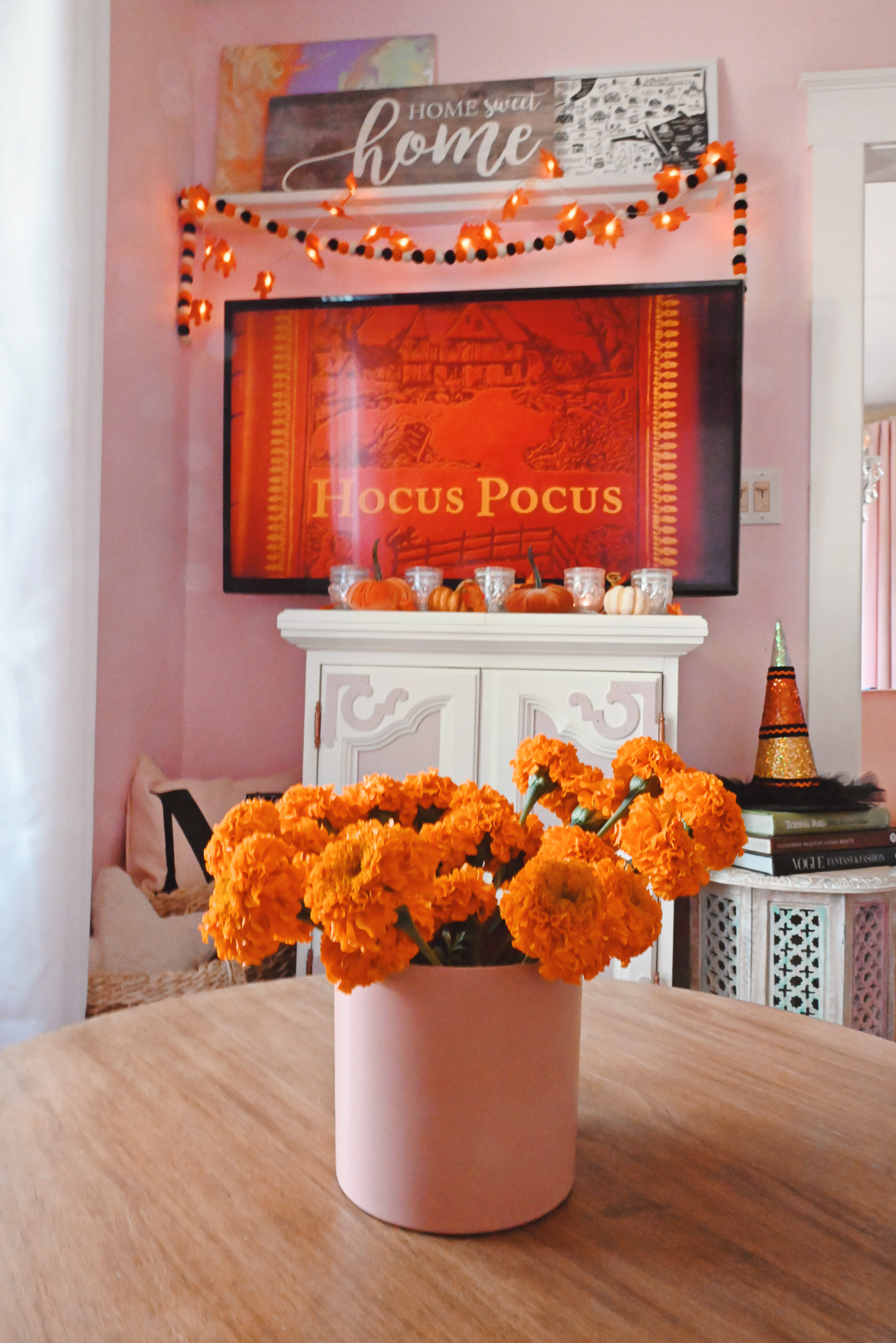 My Fall 2021 Home Tour: see how I've decorated my living room for fall and Halloween with finds from Target, Amazon, and Pottery Barn. #fallhometour #fallhomedecor #falldecor #falldecorating #halloweendecor