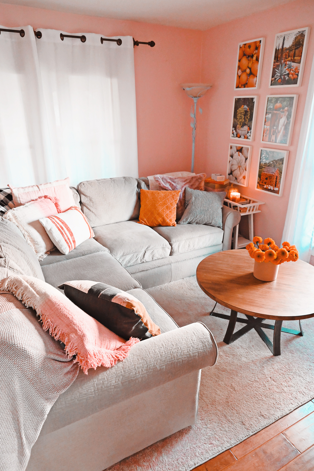 My Fall 2021 Home Tour: see how I've decorated my living room for fall and Halloween with finds from Target, Amazon, and Pottery Barn. #fallhometour #fallhomedecor #falldecor #falldecorating #halloweendecor