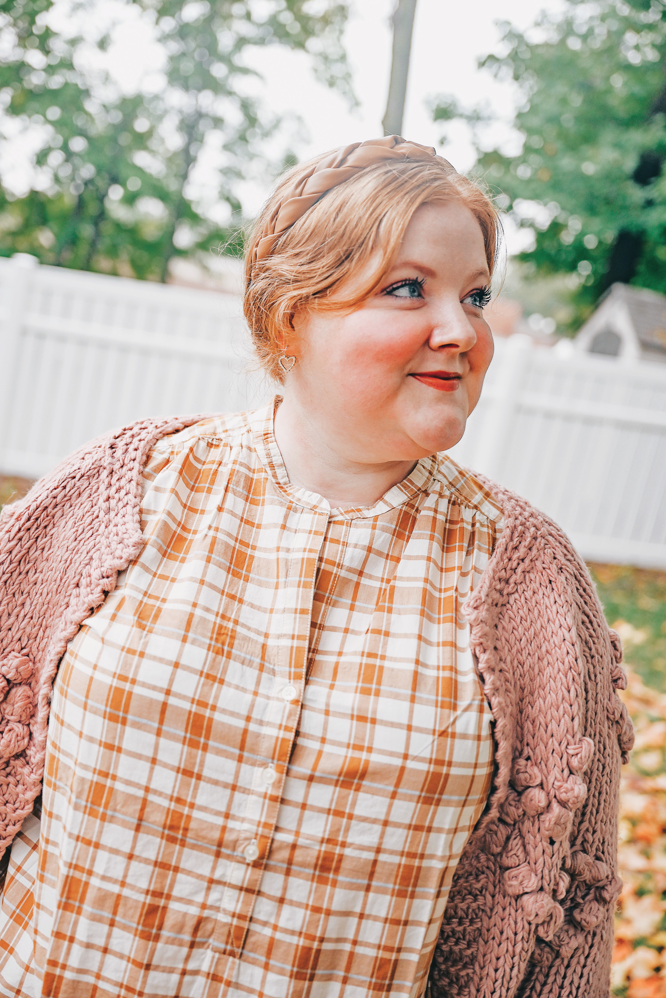 A Plus Size Autumn Outfit from Walmart: shop new plus size arrivals from Walmart like plaid dresses, chunky knit cardigans and western boots. #walmart #walmartfashion #fallfashion #falloutfit #fallstyle #plussizefashion #plussizeoutfit