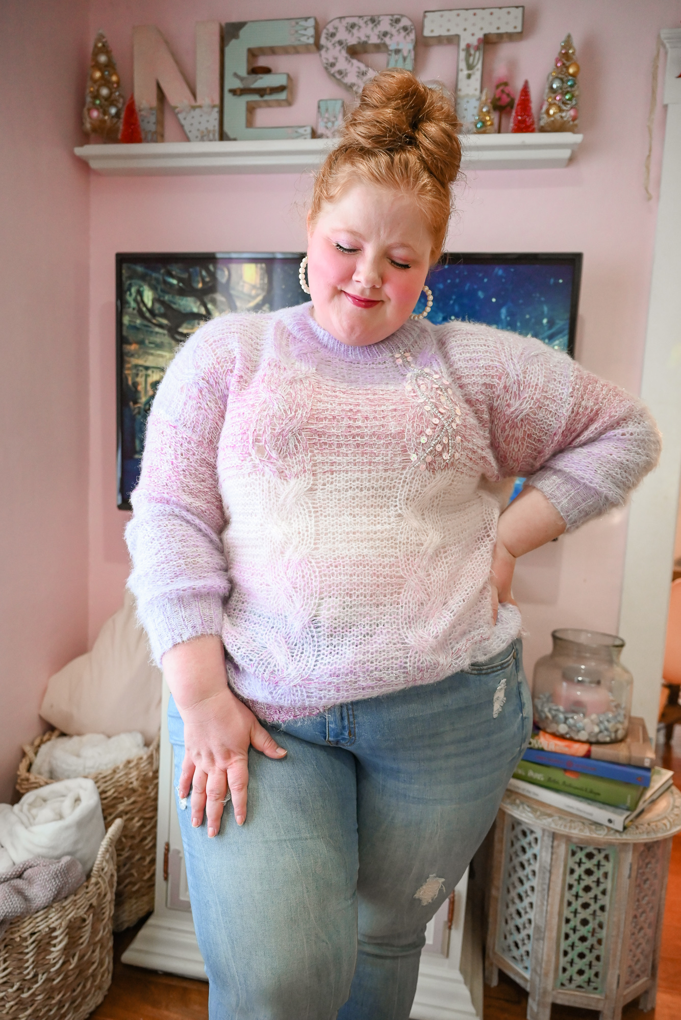 4 Pastel Holiday Looks from Chic Soul: shop party tops, holiday dresses, and Christmas sweaters for curvy girls at Chic Soul.