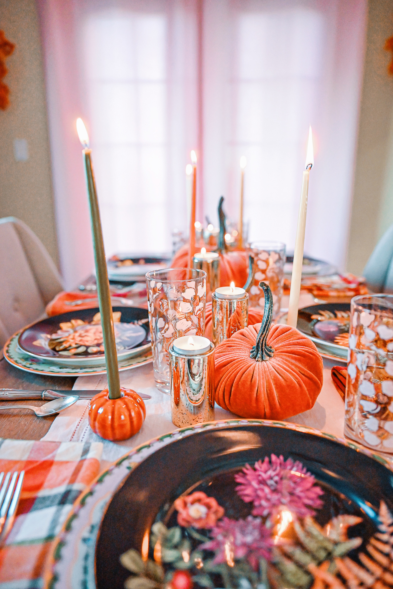 Our Vegetarian Friendsgiving Dinner Party: we served Tofurky vegan roast turkey and ham, green bean casserole, mashed potatoes, and stuffing. 