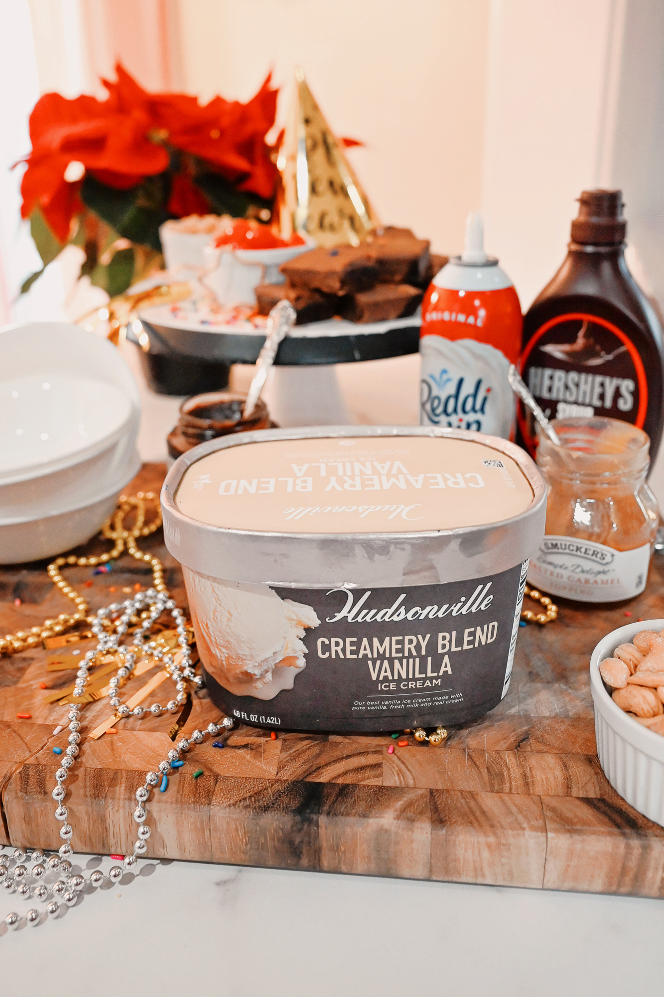 Celebrating NYE with Family and Hudsonville Ice Cream: my tips and ideas for a New Year's Eve in, with ice cream sundaes at midnight.
