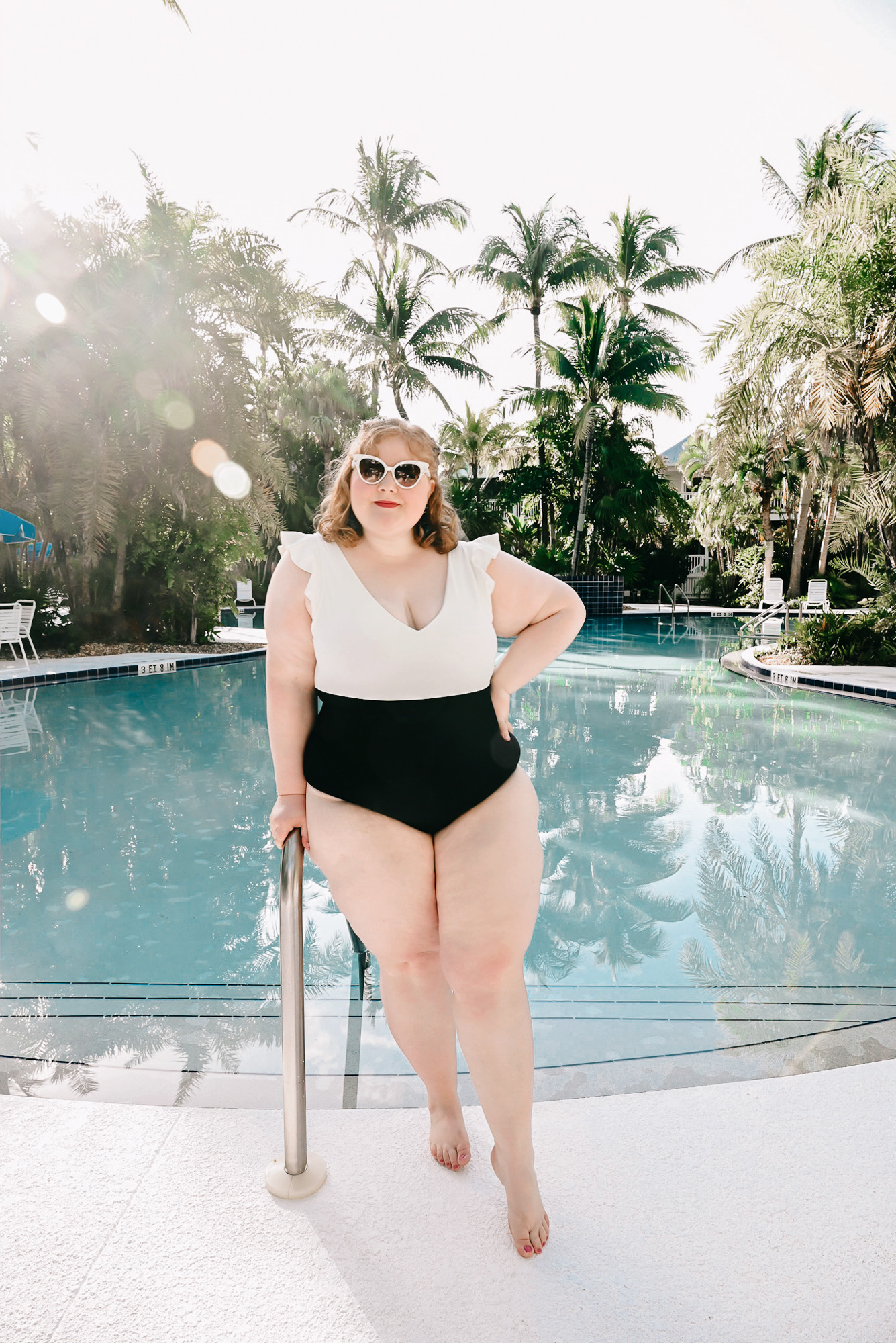 Summersalt Swimwear Review: a resort swim look in sizes 2-22W featuring Summersalt's The Ruffle Backflip suit and Palazzo Pants coverup.