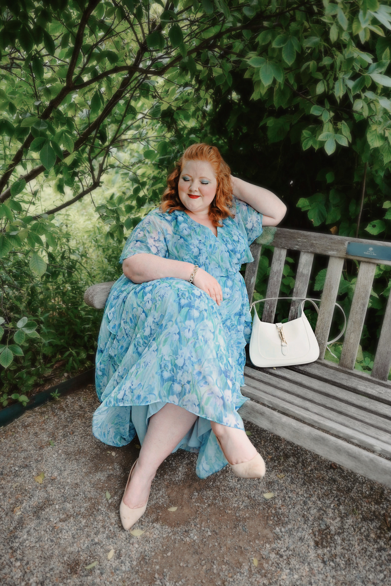 Adrianna Papell Chiffon Capelet Gown sizes 0-30W | This watercolor iris print is perfect for a garden wedding or mother of the bride dress.