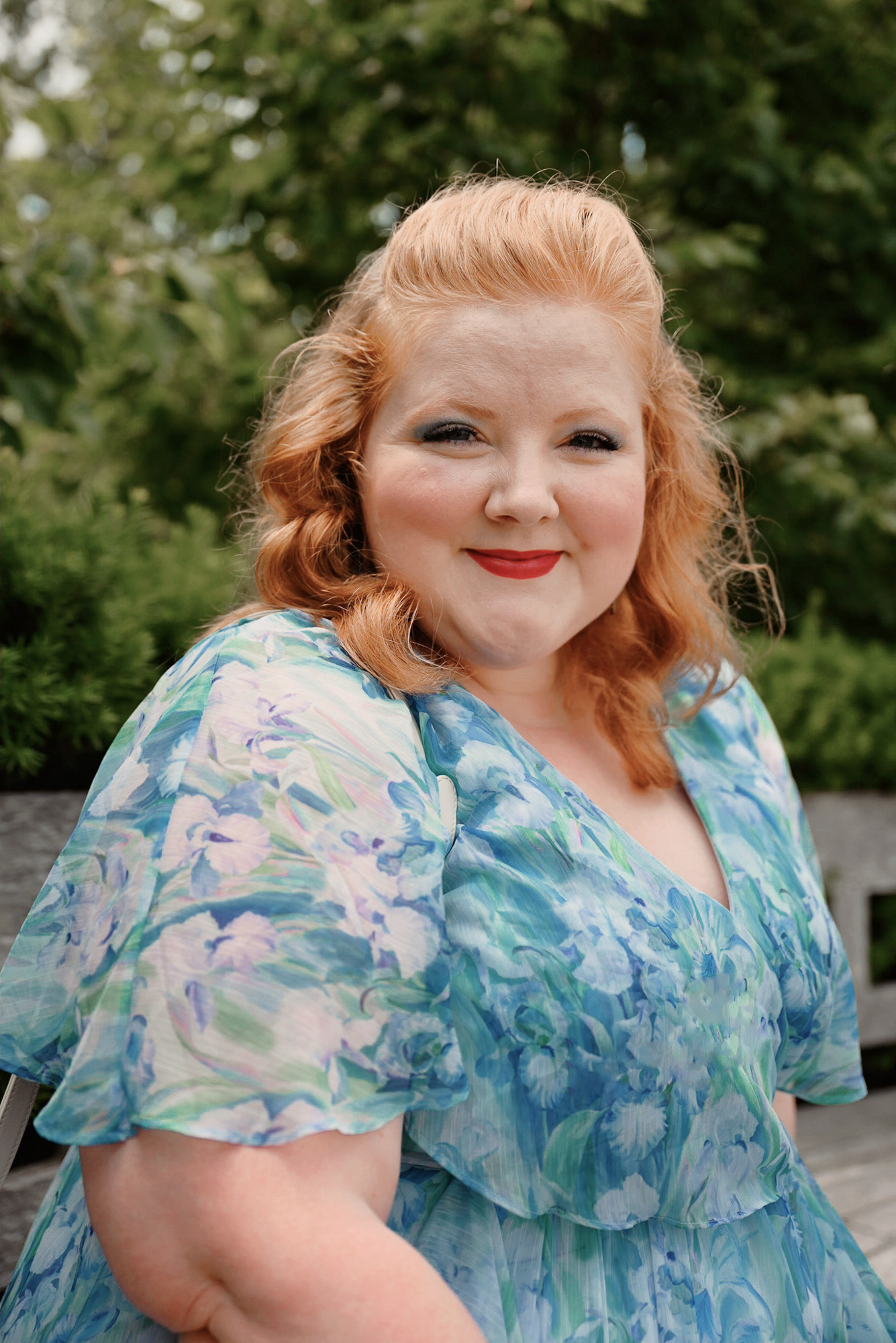 Adrianna Papell Chiffon Capelet Gown sizes 0-30W | This watercolor iris print is perfect for a garden wedding or mother of the bride dress.